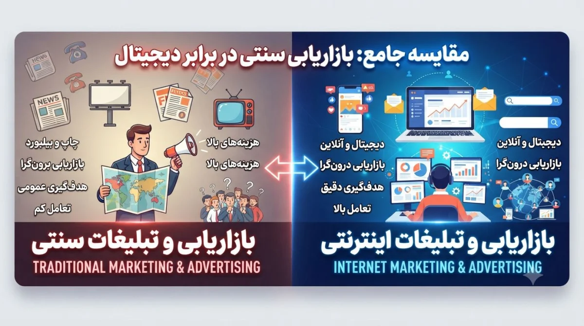 تفاوت بازاریابی و تبلیغات اینترنتی با سنتی