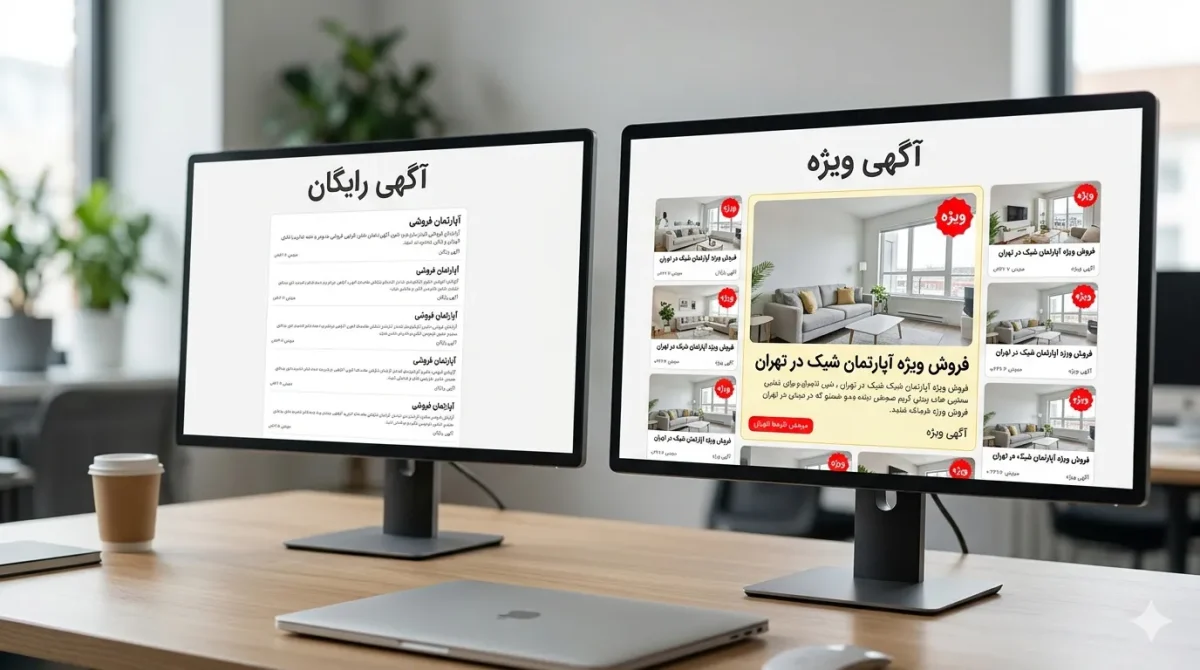 مقایسه بازدید، کلیک و نرخ تبدیل آگهی ویژه و آگهی رایگان در تبلیغات آنلاین