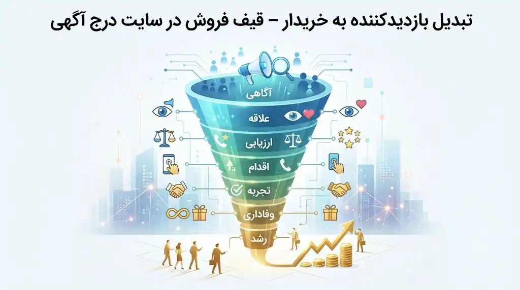تبدیل بازدیدکننده به خریدار؛ راهنمای کامل طراحی قیف فروش در سایت درج آگهی