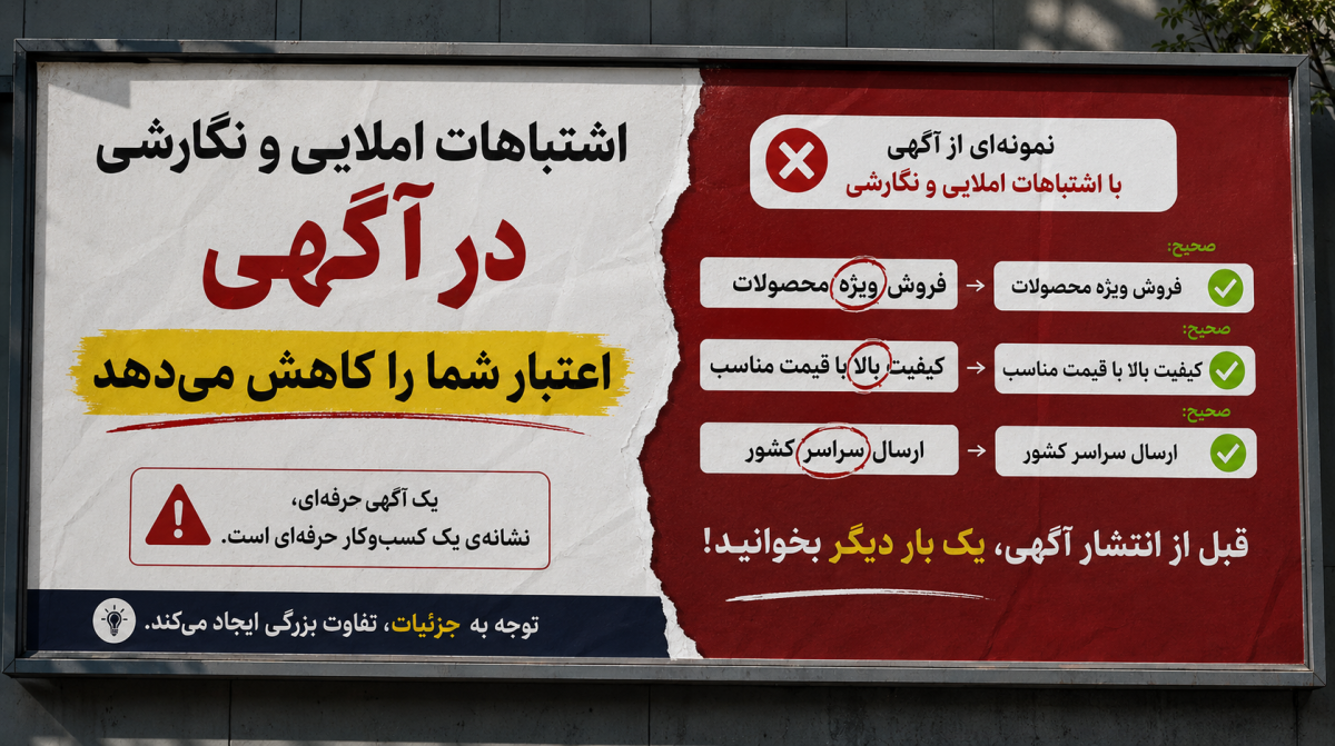 اشتباهات املایی و نگارشی در آگهی