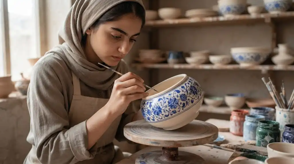 مراحل ساخت سفال دستساز از شکلدهی گل تا پخت و لعابکاری نهایی